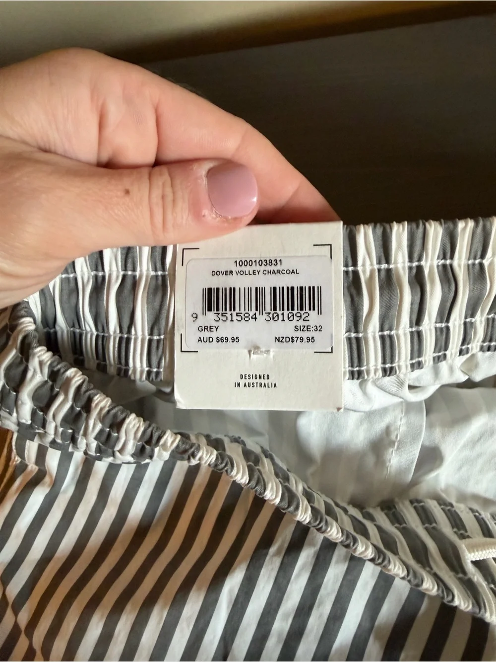 Arvust Dover Volley White and Grey Striped Boardshorts NEW